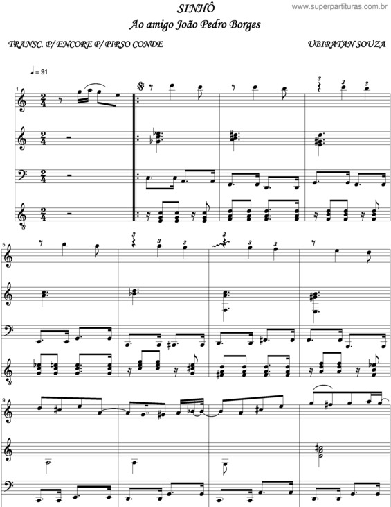 Partitura da música Sinho v.2