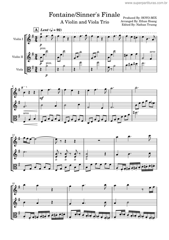 Partitura da música Sinner`S Finale – Hoyo–Mix Sinner`S Finale