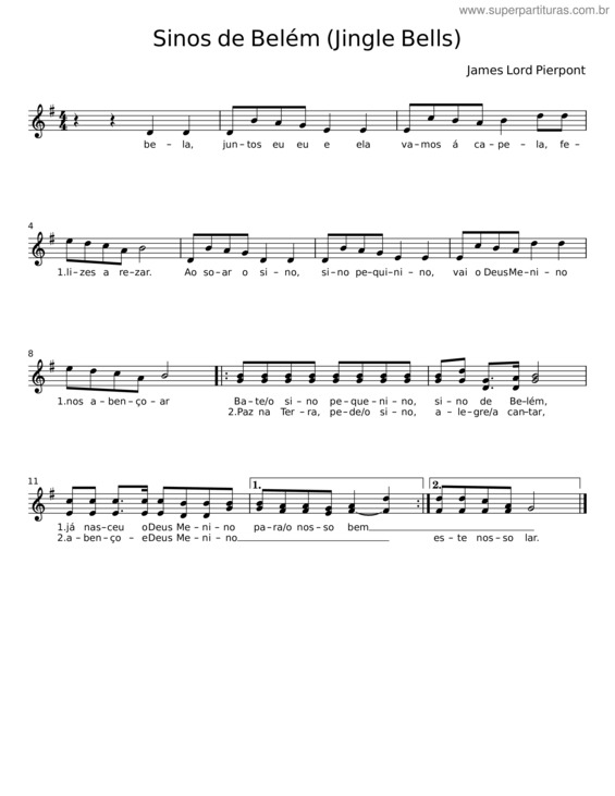 Partitura da música Sinos De Belém v.2
