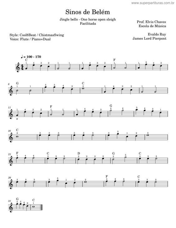 Partitura da música Sinos De Belém v.3
