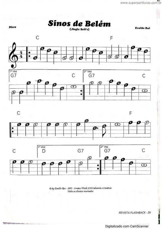 Partitura da música Sinos De Belém