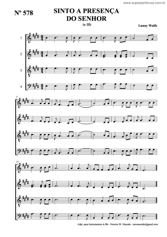 Partitura da música Sinto A Presença Do Senhor v.2