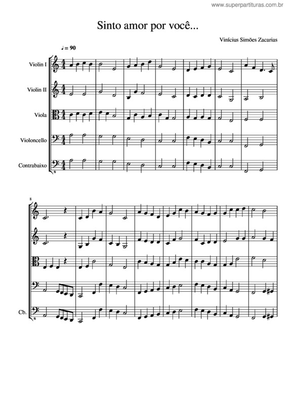 Partitura da música Sinto Amor Por Você...