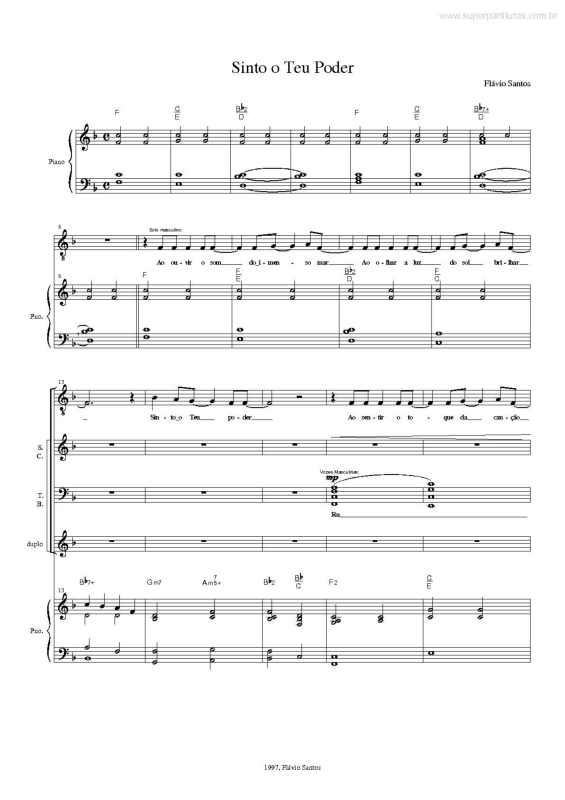 Partitura da música Sinto o Teu Poder