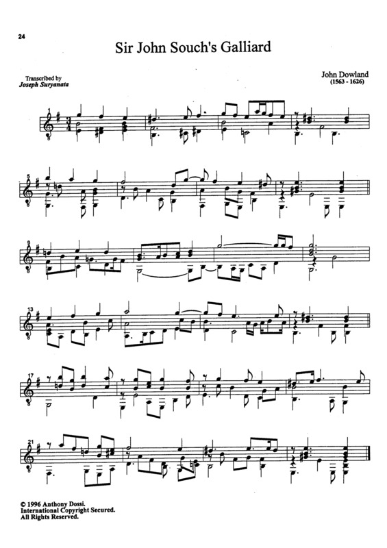 Partitura da música Sir John Souchs Galliard