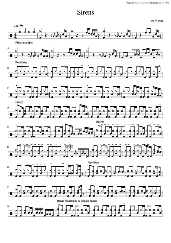 Partitura da música Sirens – Pearl Jam