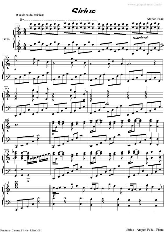 Partitura da música Sirius