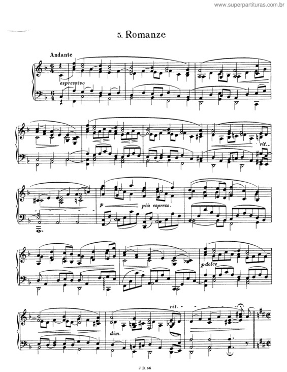 Partitura da música Six Pieces for Piano v.3