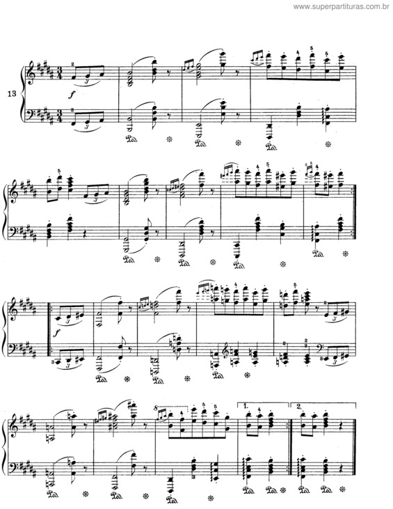 Partitura da música Sixteen Waltzes for piano v.15