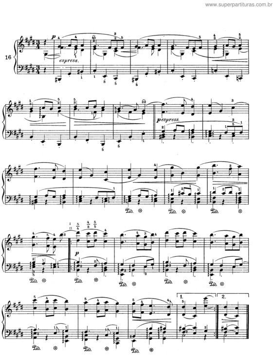 Partitura da música Sixteen Waltzes for piano v.17