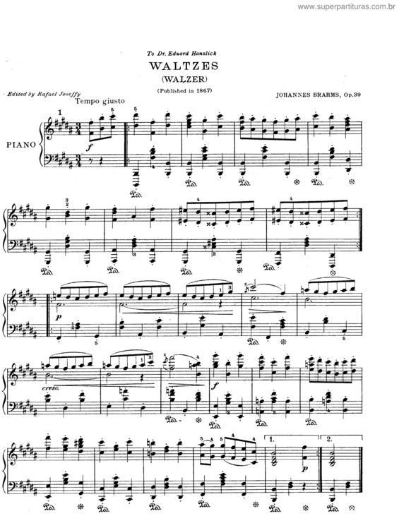 Partitura da música Sixteen Waltzes for piano v.6