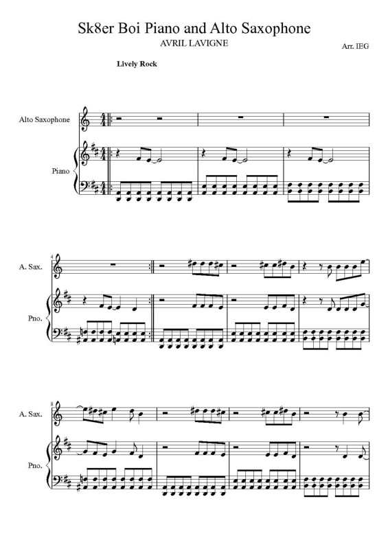 Partitura da música Sk8er Boi v.2