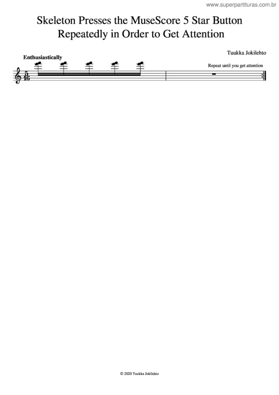 Partitura da música Skeleton Presses The Musescore 5 Star Button Repeatedly In Order To Get Attention
