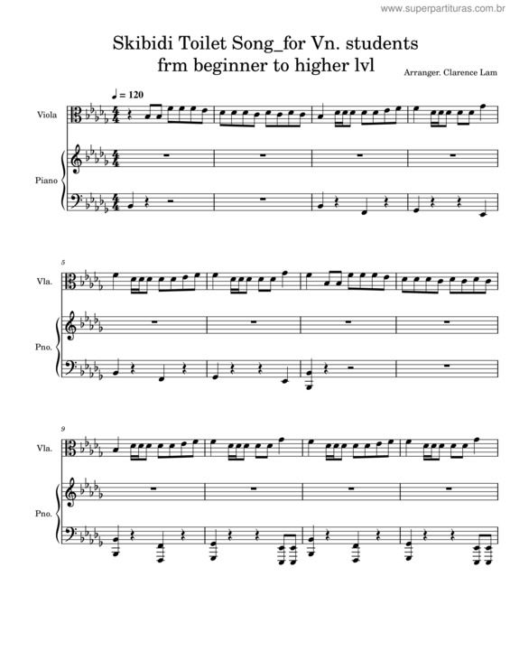 Partitura da música Skibidi Toilet Song