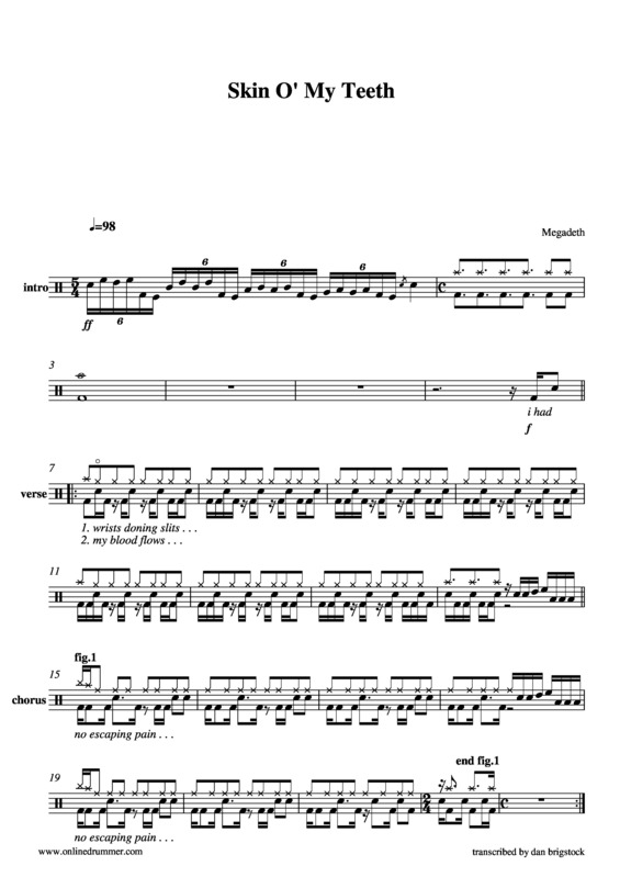 Partitura da música Skin ´O My Teeth