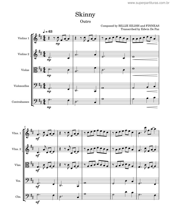 Partitura da música Skinny