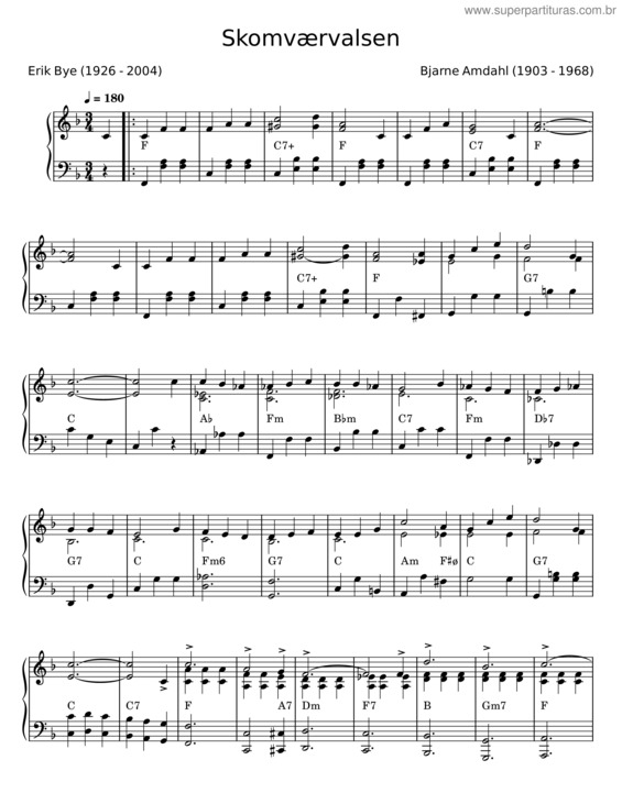 Partitura da música Skomværvalsen – Erik Bye