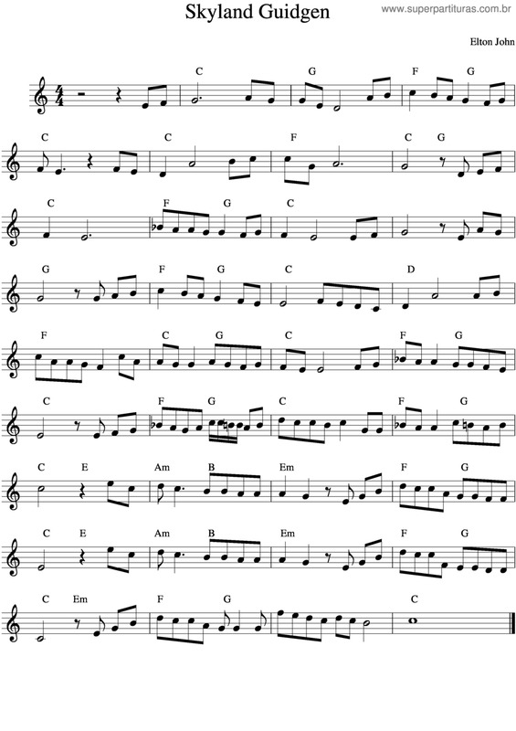 Partitura da música Skyland Guidgen v.2