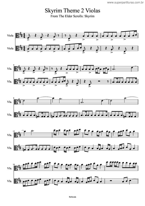 Partitura da música Skyrim Theme–2 Violas