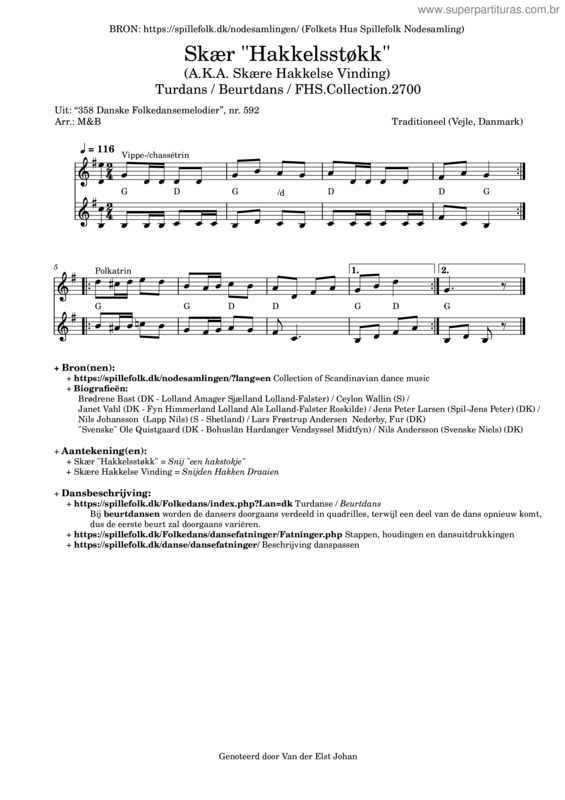 Partitura da música Skær Hakkelsstøkk