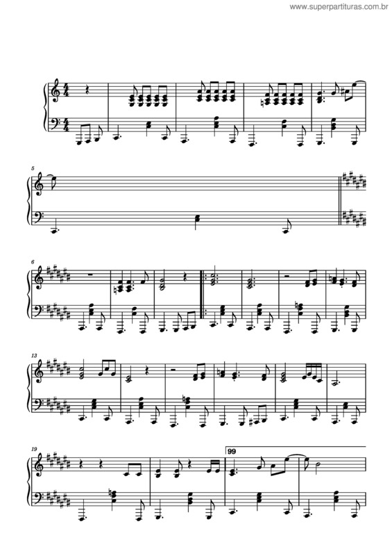 Partitura da música Sleep Walk – Santo & Johnny
