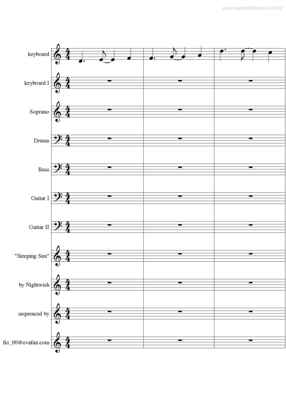Partitura da música Sleeping Sun