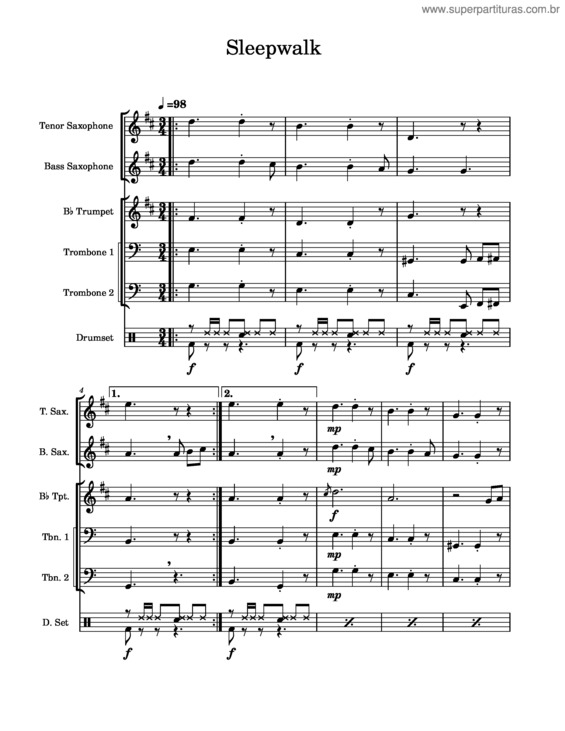 Partitura da música Sleepwalk – Santo & Johnny Sleepwalk