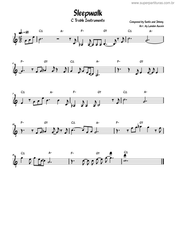 Partitura da música Sleepwalk C Lead Sheet