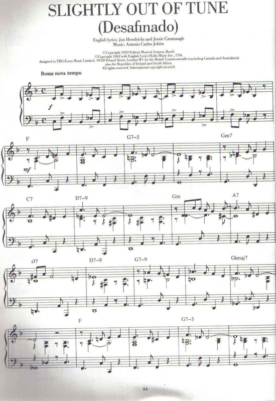 Partitura da música Slightly Out Of Tune (Desafinado)