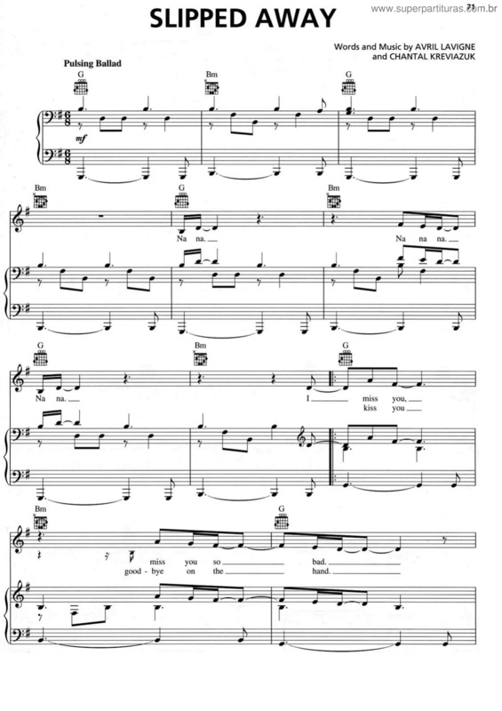 Partitura da música Slipped Away v.2