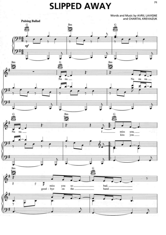 Partitura da música Slipped Away