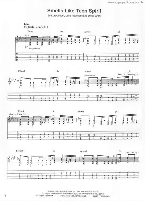 Partitura da música Smells Like Teen Spirit v.5