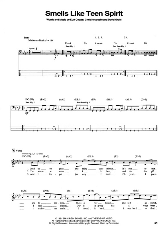 Partitura da música Smells Like Teen Spirit v.8