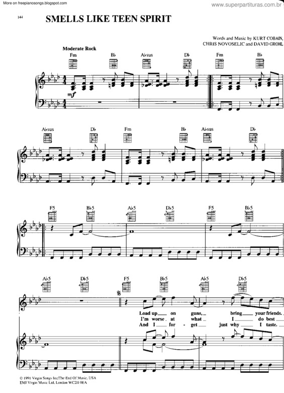 Partitura da música Smells Like Teen Spirit v.9