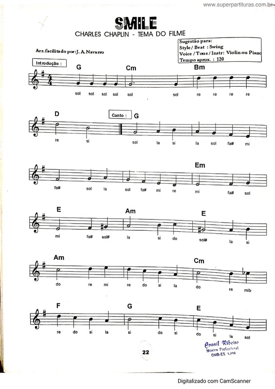 Partitura da música Smile v.11