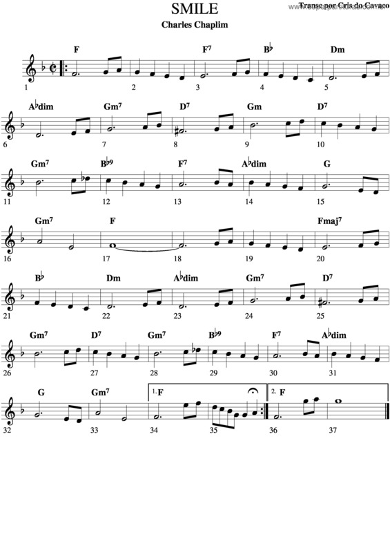 Partitura da música Smile v.6