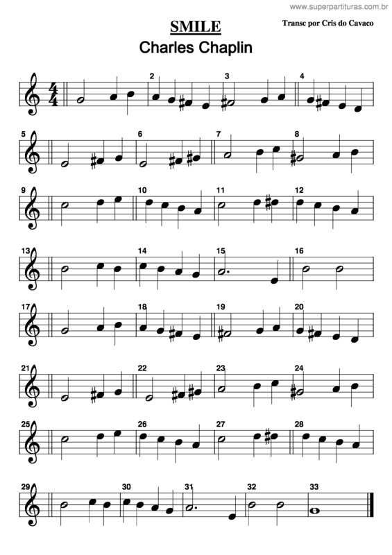 Partitura da música Smile v.7