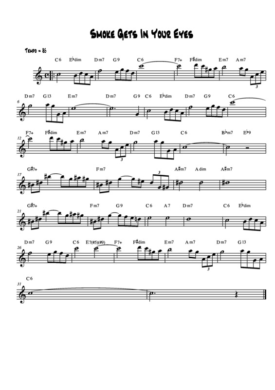 Partitura da música Smoke Get in Your Eyes v.2