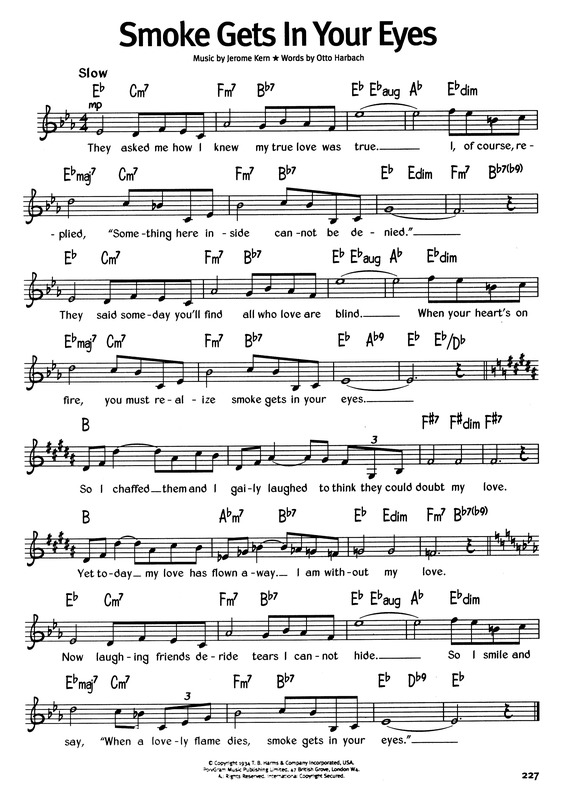 Partitura da música Smoke Gets In Your Eyes v.12