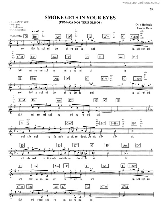 Partitura da música Smoke Gets In Your Eyes v.2