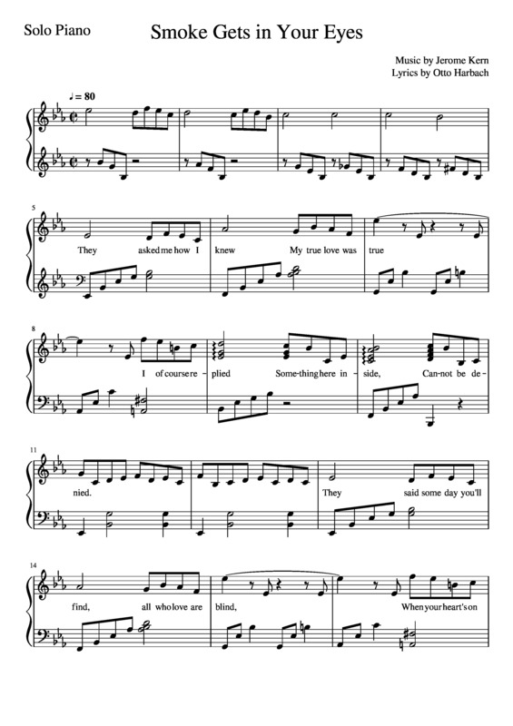 Partitura da música Smoke Gets in Your Eyes v.3