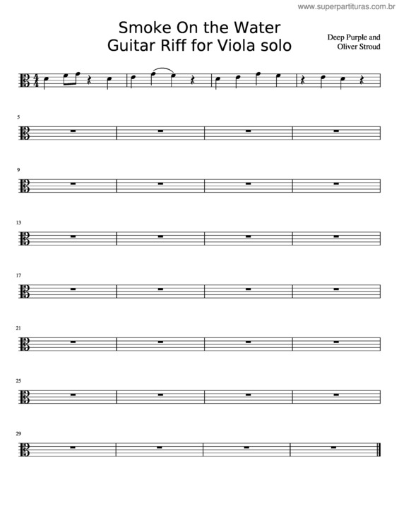 Partitura da música Smoke On The Water ~ Viola