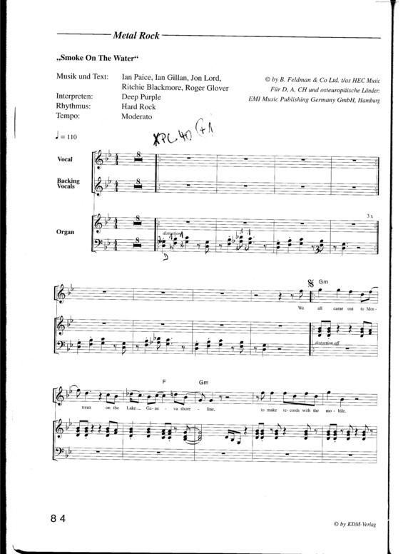 Partitura da música Smoke On The Water v.5