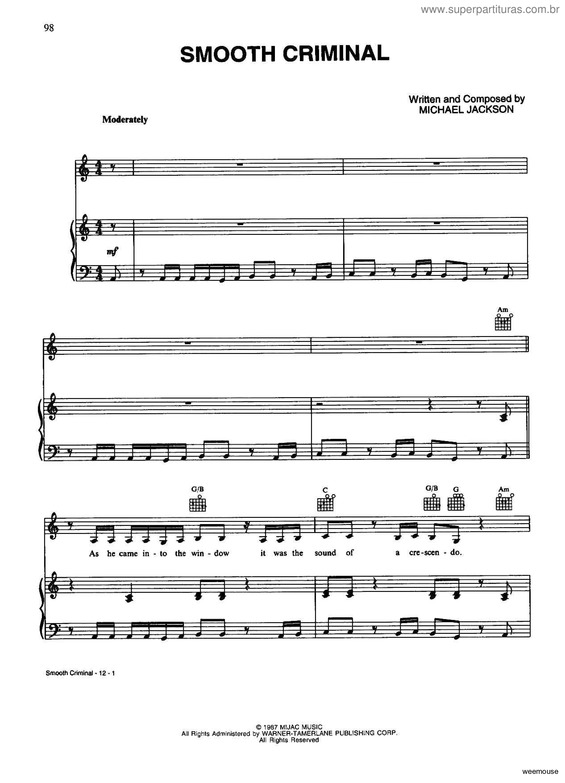 Partitura da música Smooth Criminal v.4