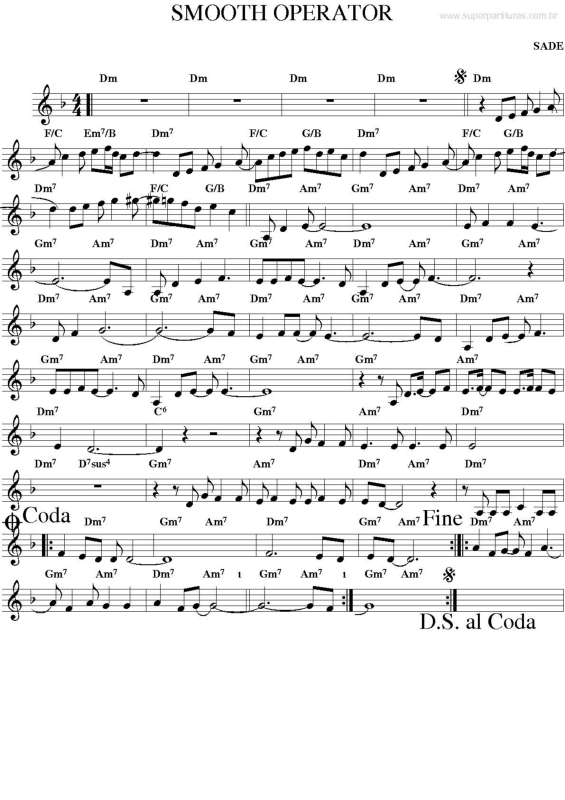 Partitura da música Smooth Operator