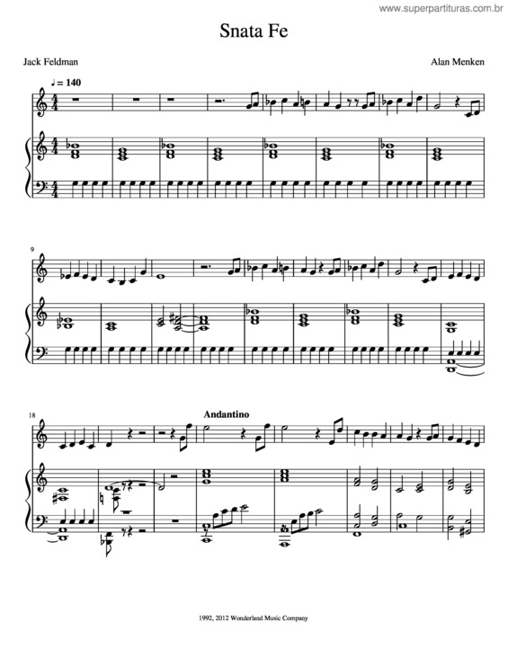 Partitura da música Snata Fe