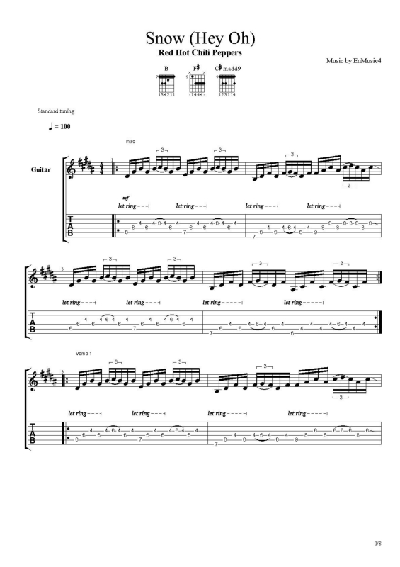 Partitura da música Snow (Hey Oh) v.2