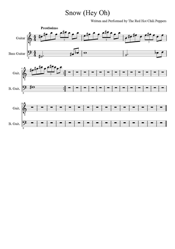 Partitura da música Snow (Hey Oh) v.3