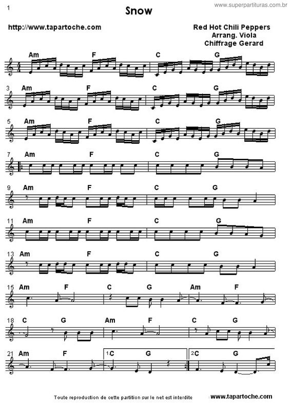 Partitura da música Snow v.2