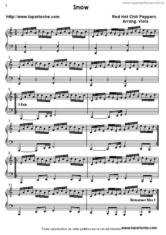 Partitura da música Snow